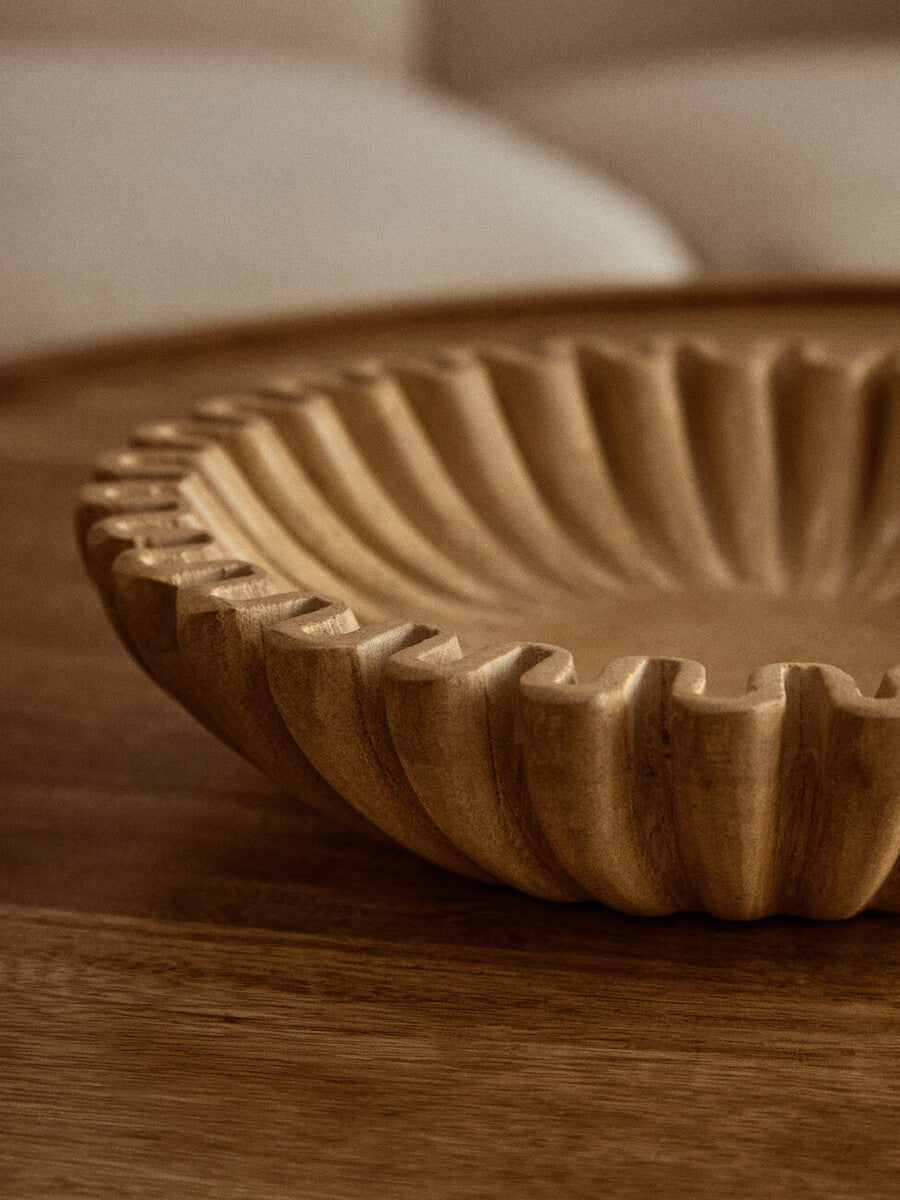 Orsina Savio Small Ochre Fluted Marble Bowl – Sculptural Decor