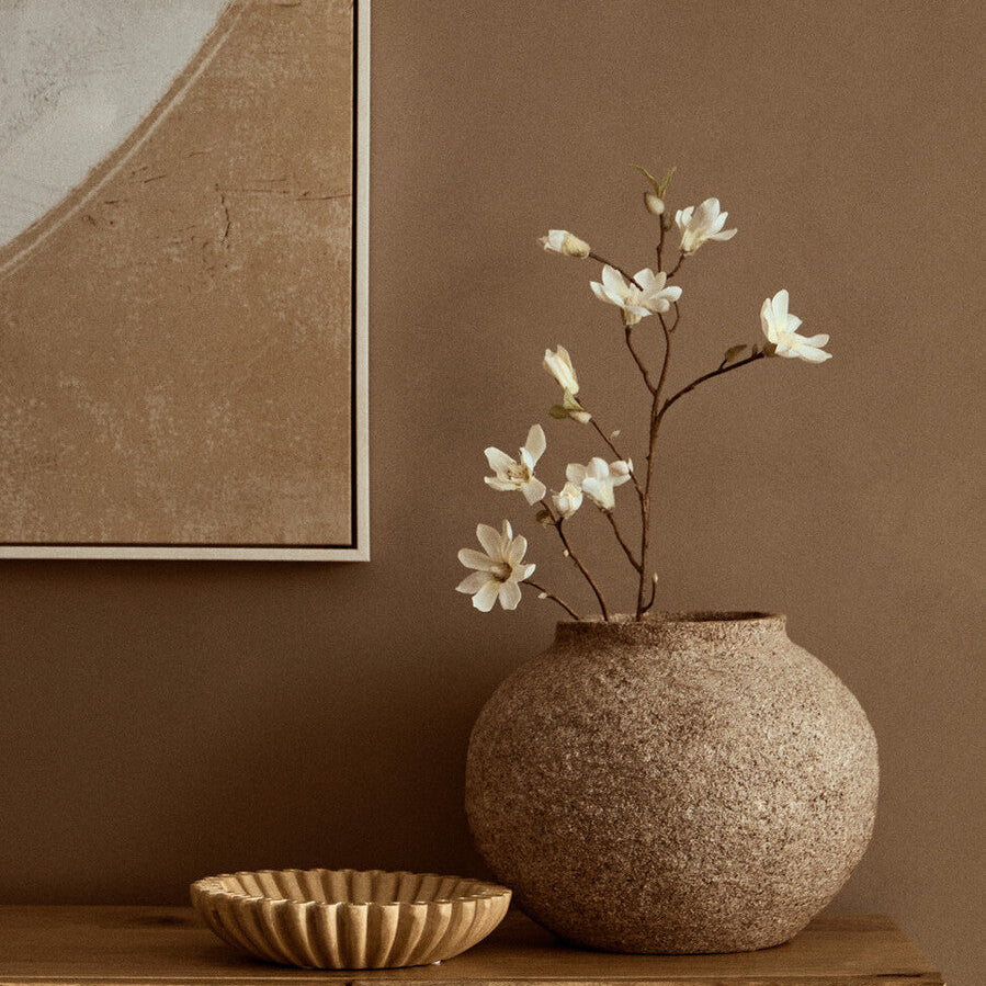 Orsina Savio Small Ochre Fluted Marble Bowl – Sculptural Decor