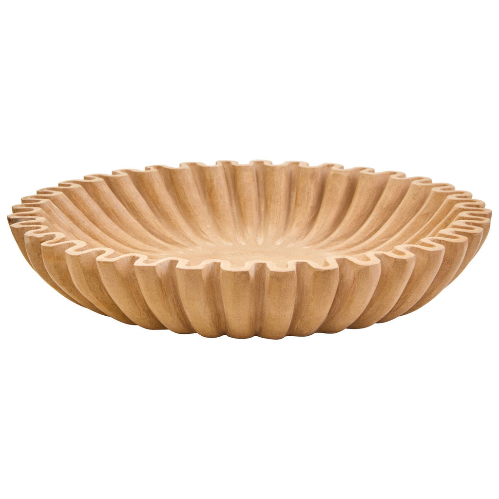 Orsina Savio Large Ochre Fluted Marble Bowl – Sculptural Centerpiece