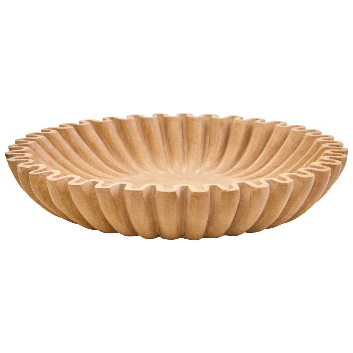 Orsina Savio Large Ochre Fluted Marble Bowl – Sculptural Centerpiece
