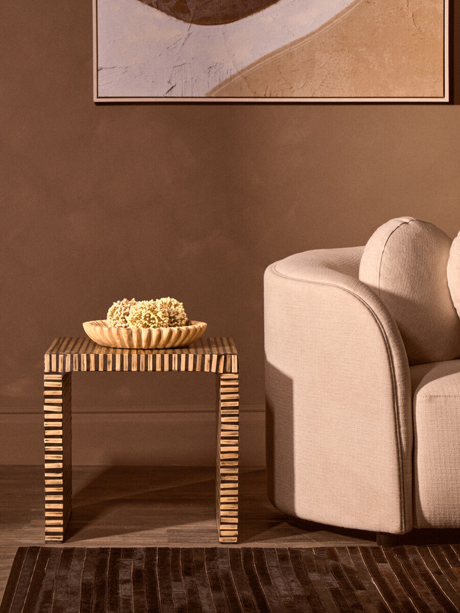 Orsina Savio Large Ochre Fluted Marble Bowl – Sculptural Centerpiece