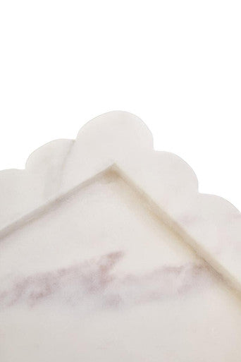 Orsina White Marble Square Tray – Scalloped Edge Small Vanity Organizer