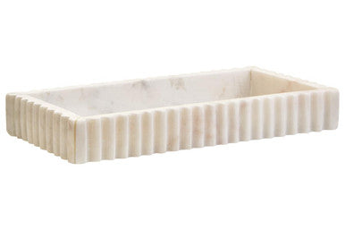Orsina White Fluted Marble Tray – Rectangular Decorative Stone Tray