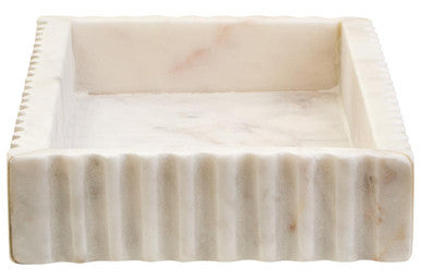 Orsina White Fluted Marble Tray – Rectangular Decorative Stone Tray