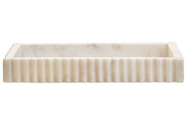 Orsina White Fluted Marble Tray – Rectangular Decorative Stone Tray