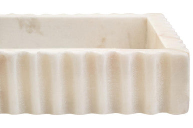 Orsina White Fluted Marble Tray – Rectangular Decorative Stone Tray