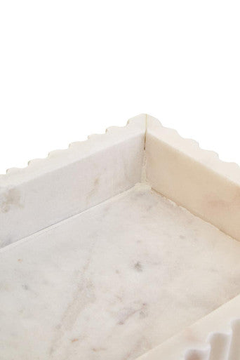 Orsina White Fluted Marble Tray – Rectangular Decorative Stone Tray