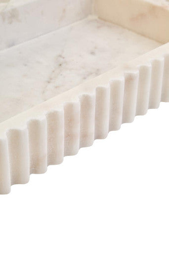 Orsina White Fluted Marble Tray – Rectangular Decorative Stone Tray