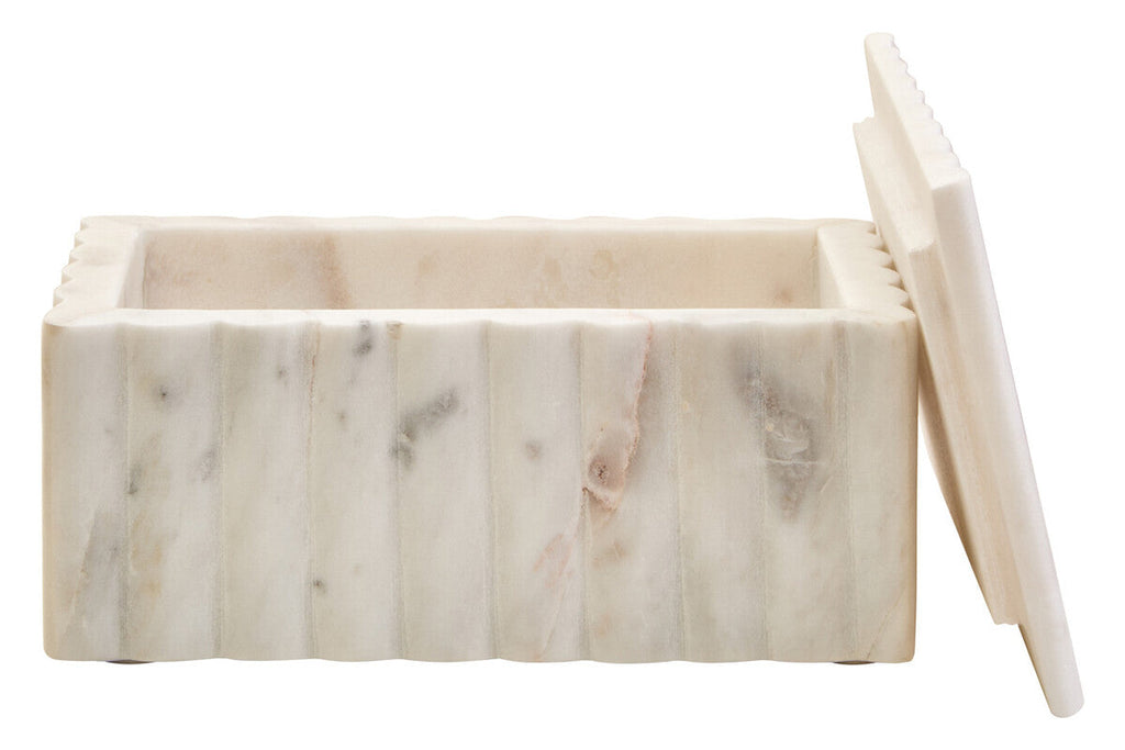 Orsina Savio White Fluted Marble Rectangular Jewelry Storage Box