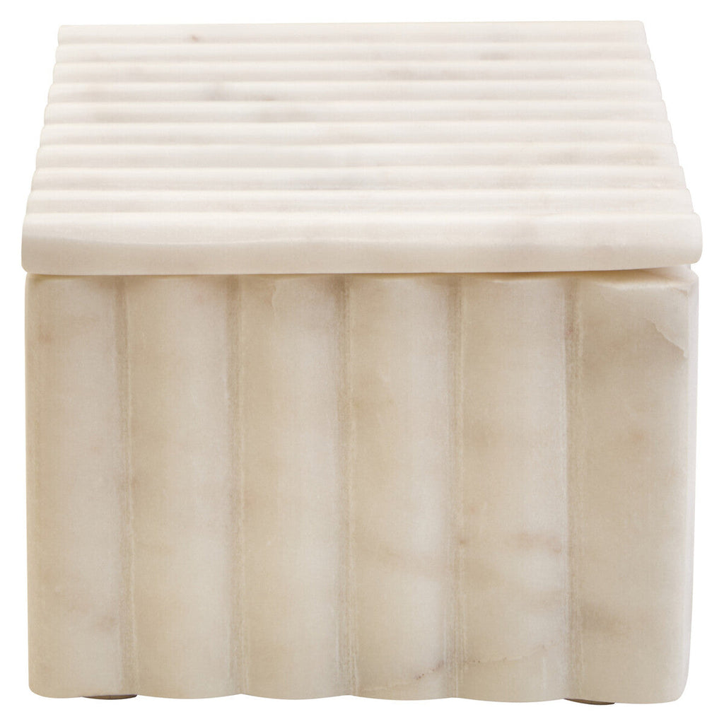 Orsina Savio White Fluted Marble Rectangular Jewelry Storage Box