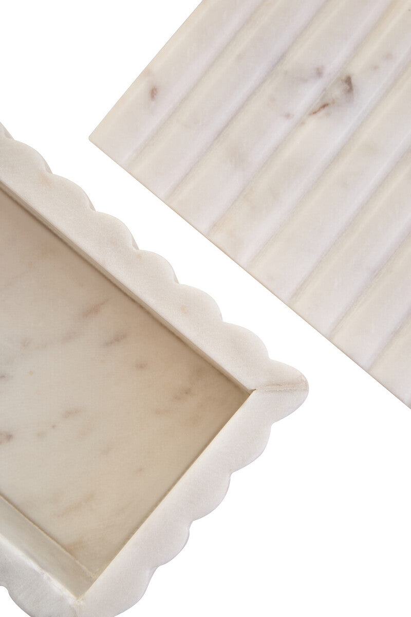 Orsina Savio White Fluted Marble Rectangular Jewelry Storage Box