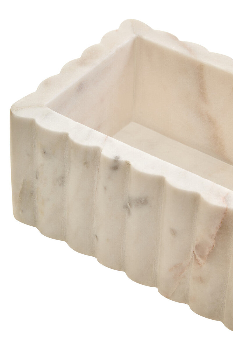 Orsina Savio White Fluted Marble Rectangular Jewelry Storage Box