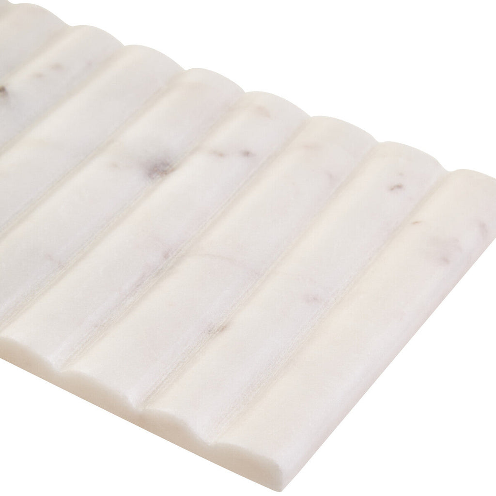 Orsina Savio White Fluted Marble Rectangular Jewelry Storage Box