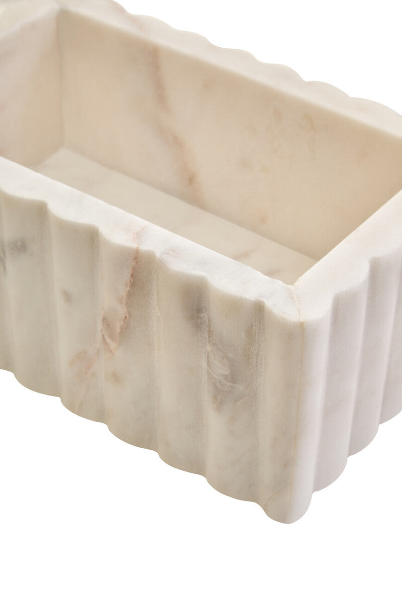 Orsina Savio White Fluted Marble Rectangular Jewelry Storage Box