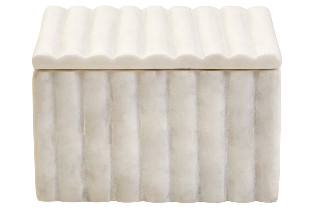 Orsina Savio White Fluted Marble Box – Square Jewelry & Trinket Storage