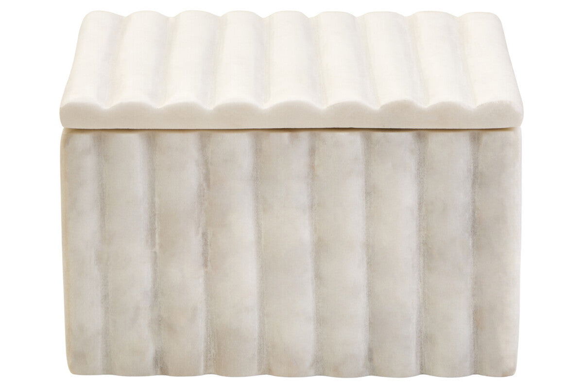 Orsina Savio White Fluted Marble Box – Square Jewelry & Trinket Storage