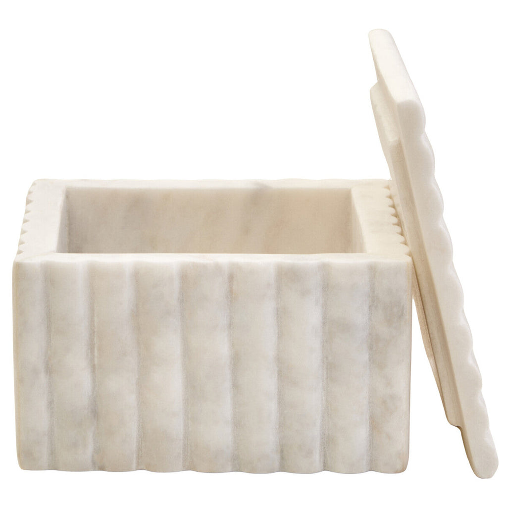 Orsina Savio White Fluted Marble Box – Square Jewelry & Trinket Storage