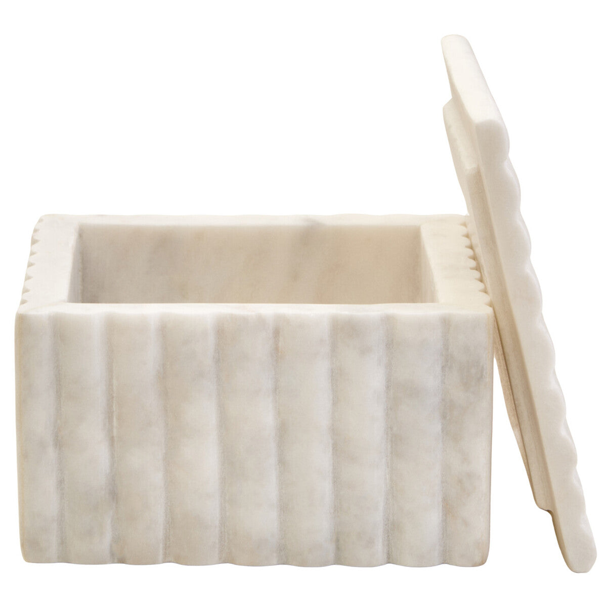 Orsina Savio White Fluted Marble Box – Square Jewelry & Trinket Storage