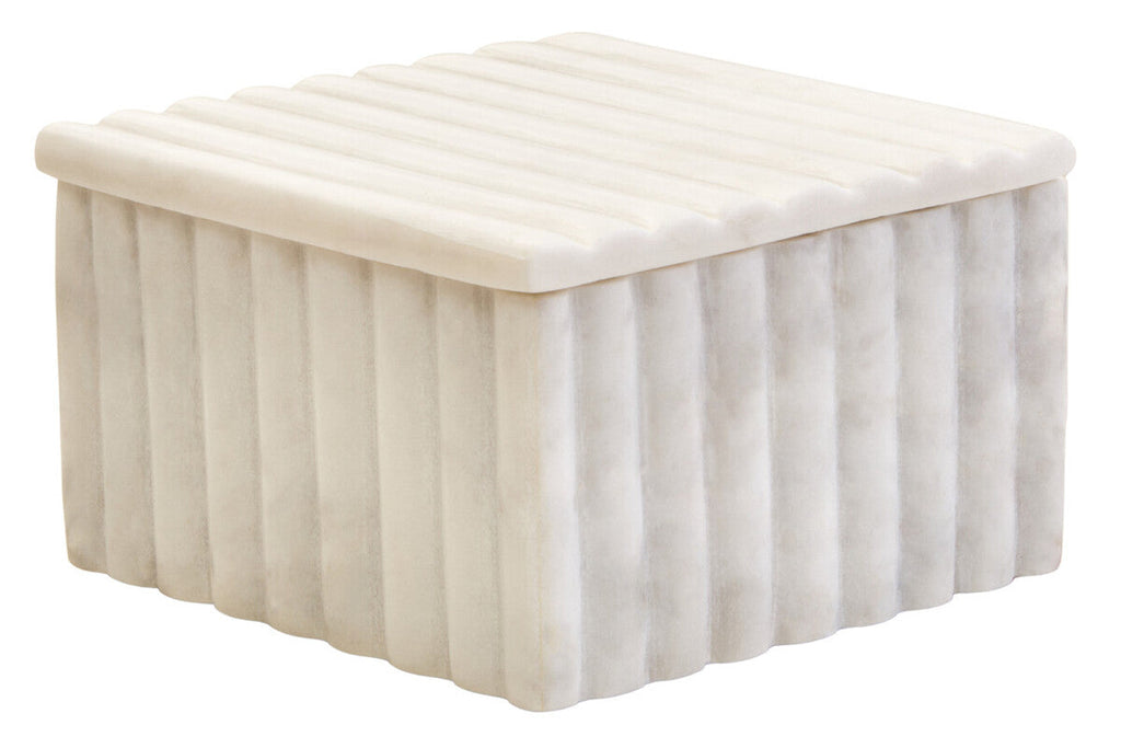 Orsina Savio White Fluted Marble Box – Square Jewelry & Trinket Storage