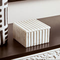 Orsina Savio White Fluted Marble Box – Square Jewelry & Trinket Storage