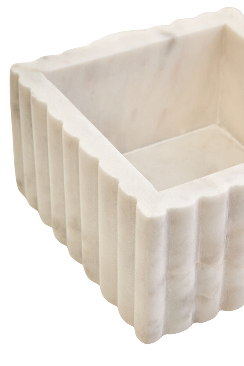 Orsina Savio White Fluted Marble Box – Square Jewelry & Trinket Storage