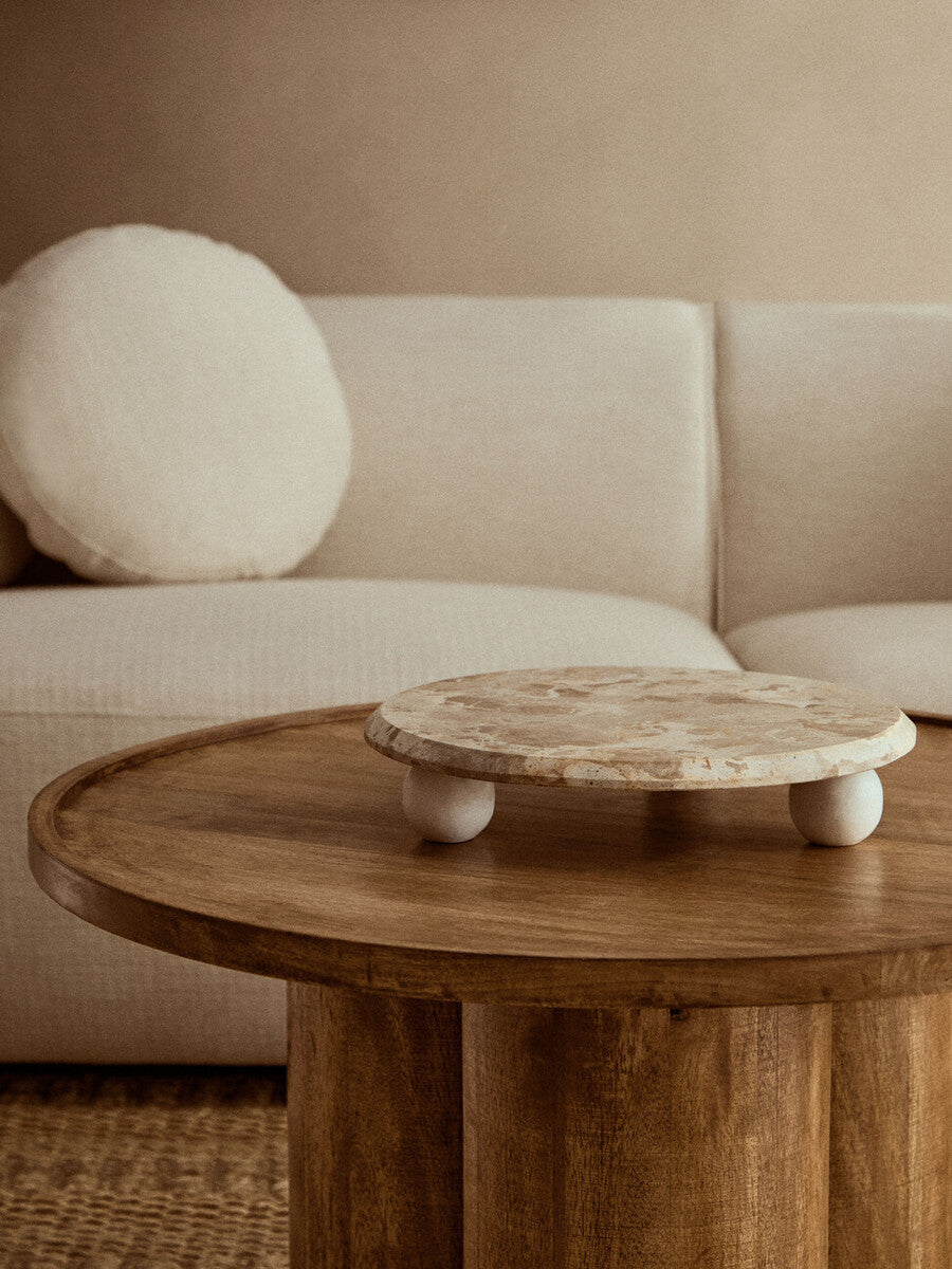 Orsina Santino Chocolate Marble Riser – Sculptural Triple-Ball Base