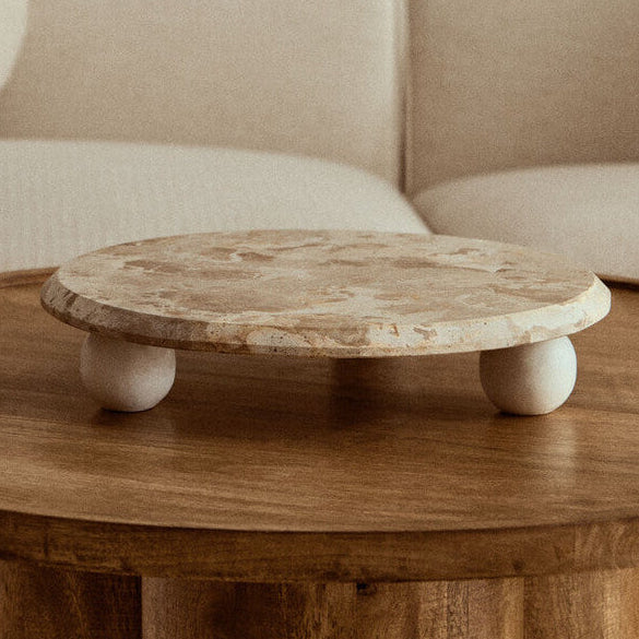 Orsina Santino Chocolate Marble Riser – Sculptural Triple-Ball Base