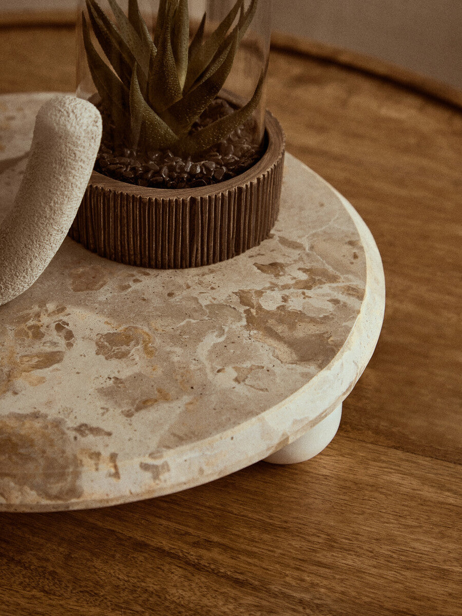 Orsina Santino Chocolate Marble Riser – Sculptural Triple-Ball Base