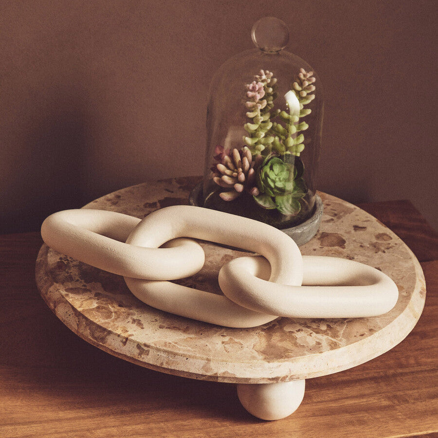 Orsina Santino Chocolate Marble Riser – Sculptural Triple-Ball Base