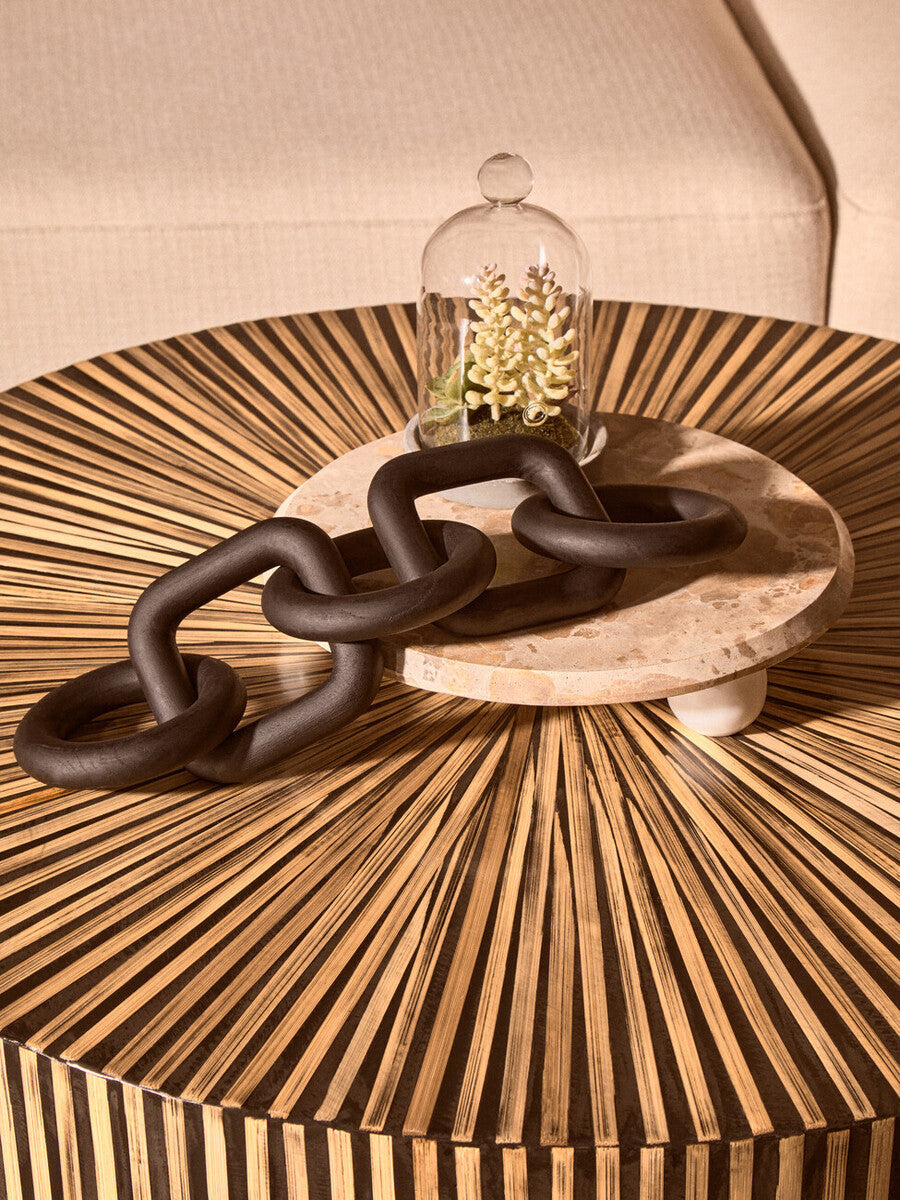 Orsina Santino Chocolate Marble Riser – Sculptural Triple-Ball Base