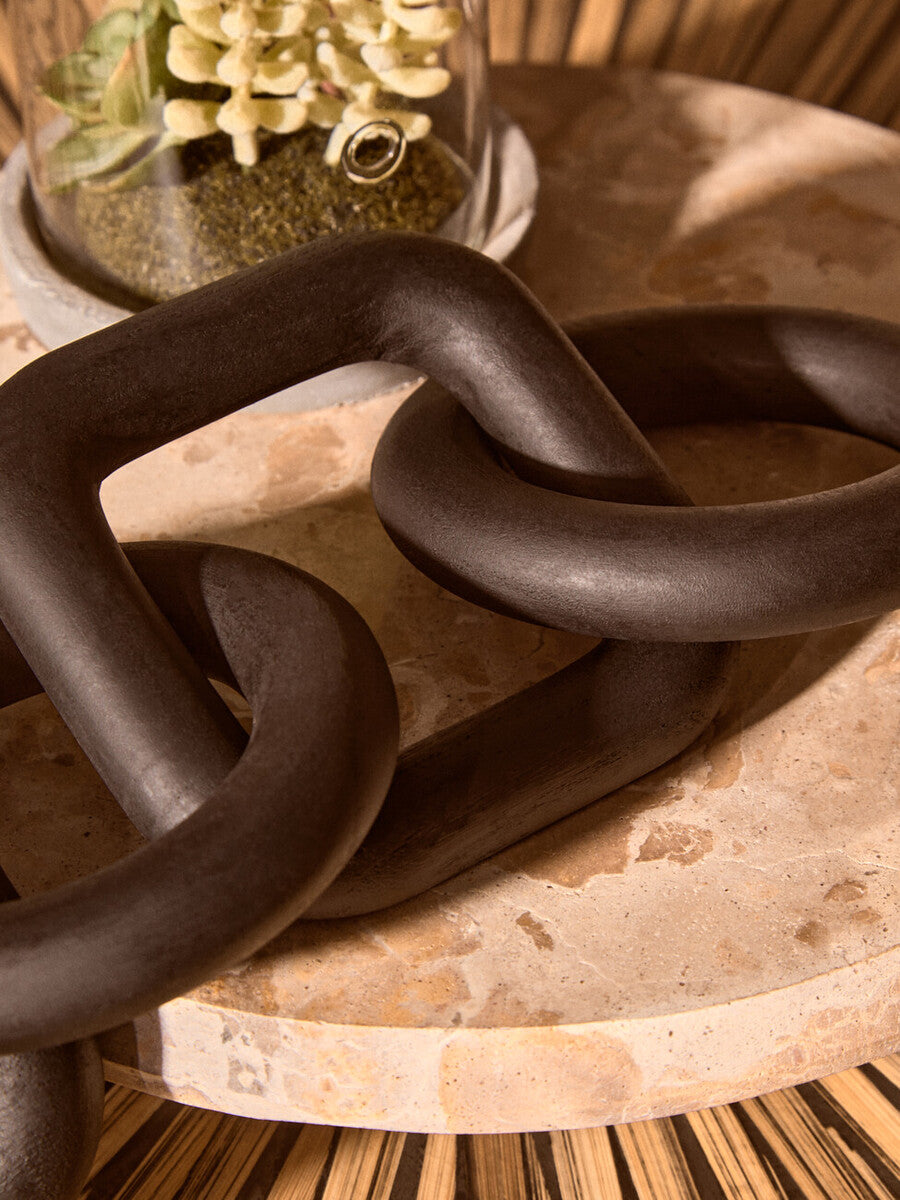 Orsina Santino Chocolate Marble Riser – Sculptural Triple-Ball Base