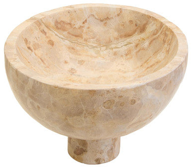 Orsina Santino Chocolate Marble Pedestal Bowl – Brown Stone Centerpiece