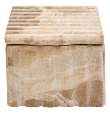 Orsina Chocolate Marble Box – Fluted Rectangular Jewelry Organizer