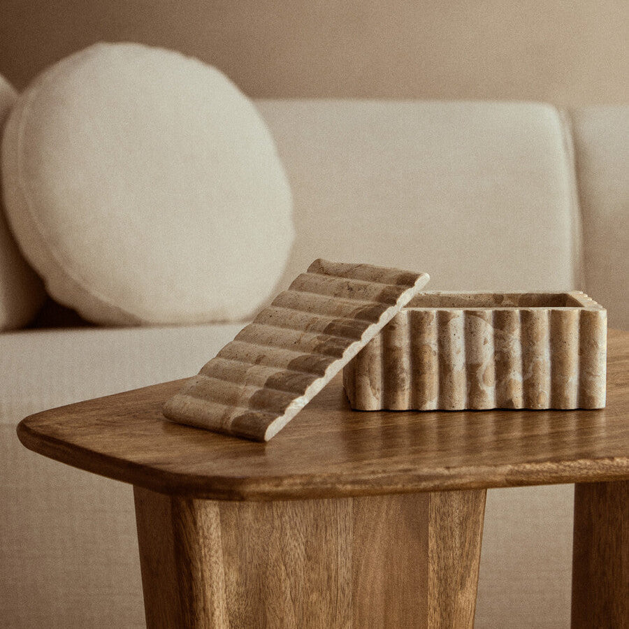 Orsina Chocolate Marble Box – Fluted Rectangular Jewelry Organizer