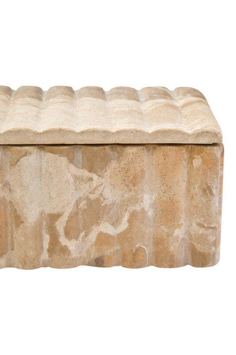 Orsina Chocolate Marble Box – Fluted Rectangular Jewelry Organizer