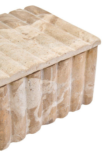 Orsina Chocolate Marble Box – Fluted Rectangular Jewelry Organizer