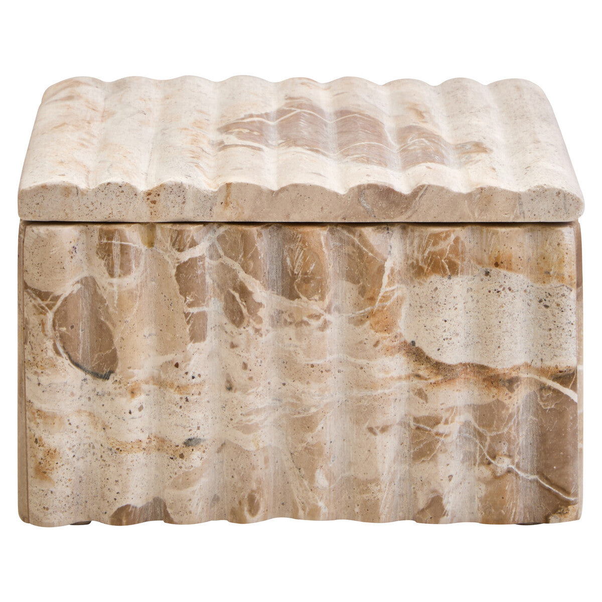 Orsina Santino Chocolate Marble Box – Fluted Square Trinket Storage