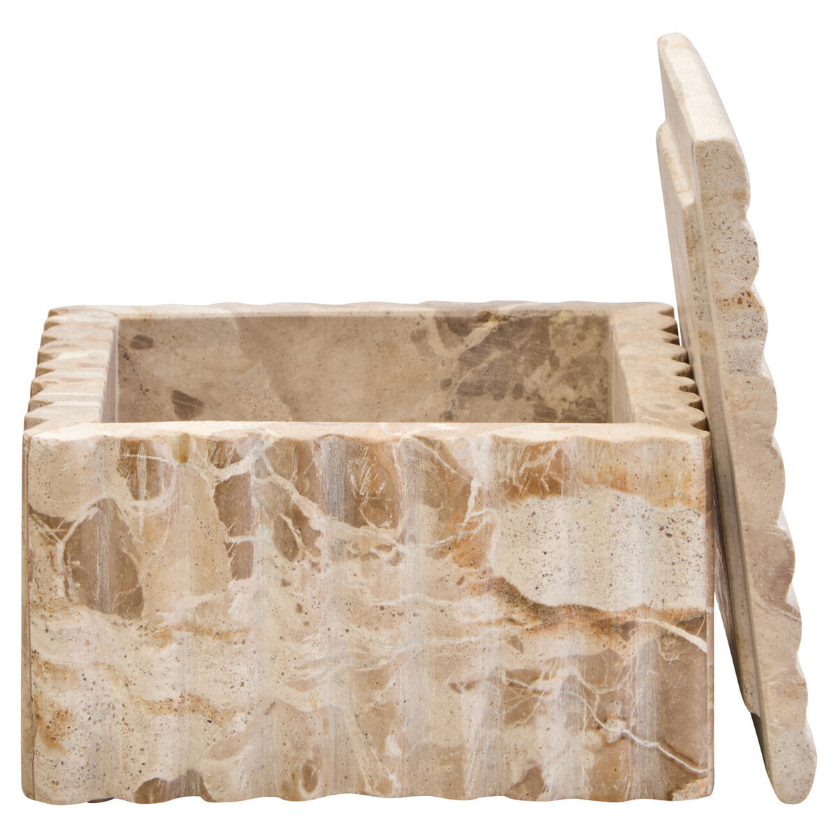 Orsina Santino Chocolate Marble Box – Fluted Square Trinket Storage