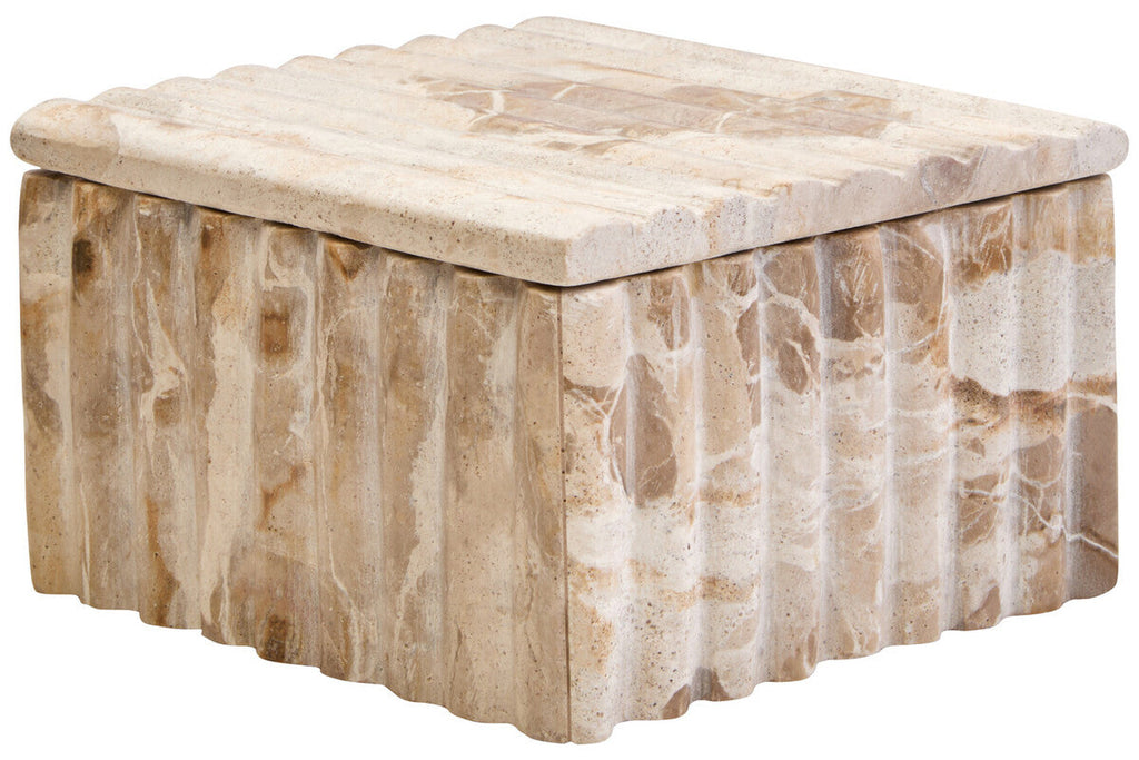 Orsina Santino Chocolate Marble Box – Fluted Square Trinket Storage