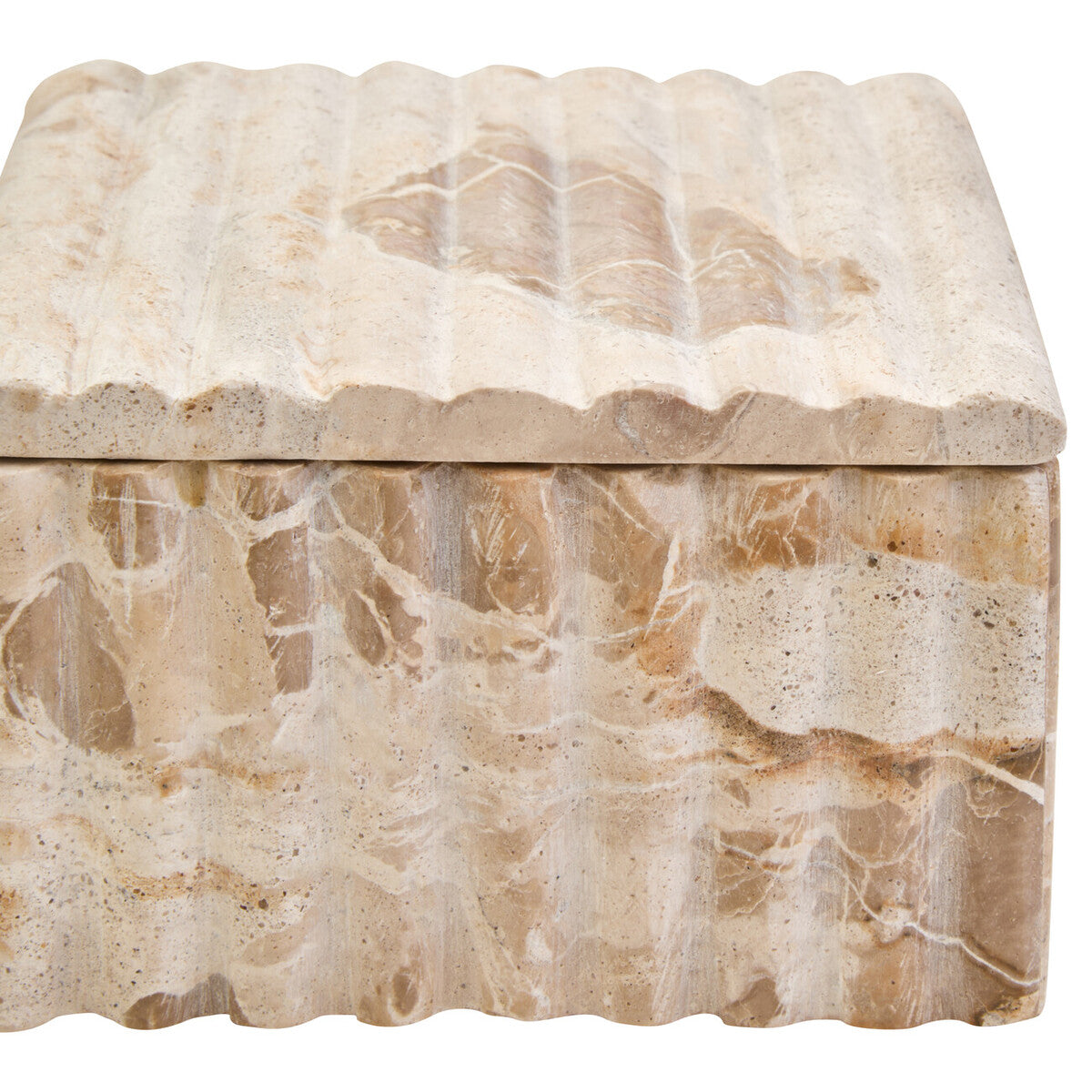 Orsina Santino Chocolate Marble Box – Fluted Square Trinket Storage