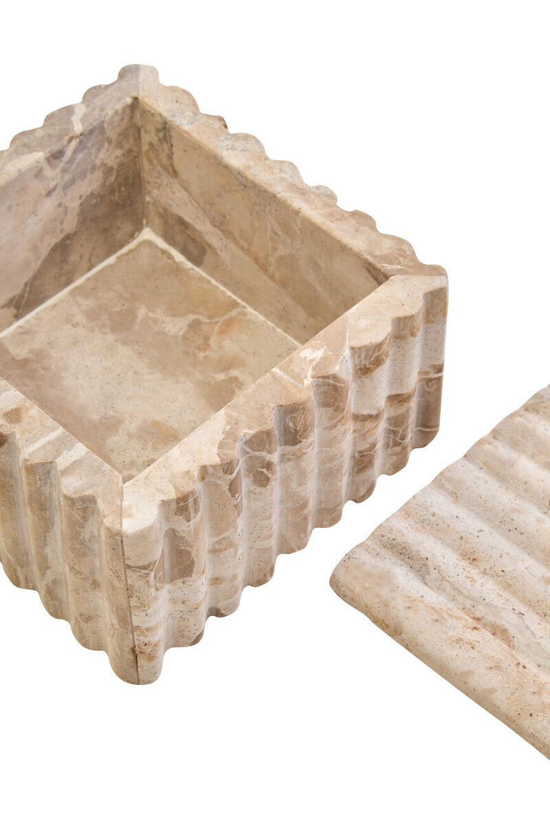 Orsina Santino Chocolate Marble Box – Fluted Square Trinket Storage