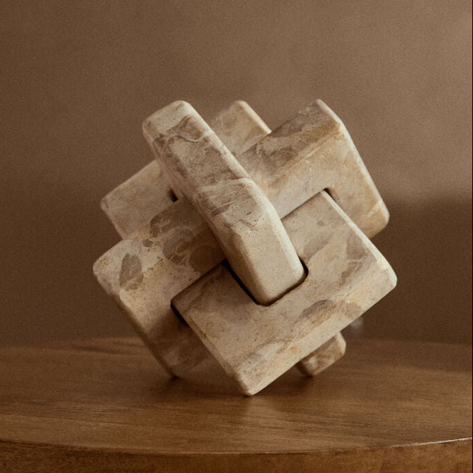Orsina Santino Chocolate Marble Knot Sculpture | Modern Stone Decor