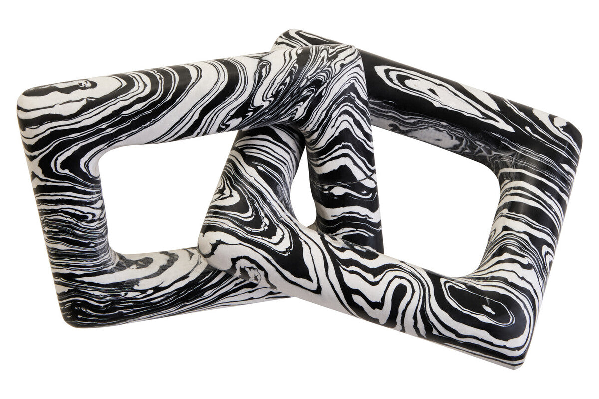 Orsina Helsa Black and White Marble Two Link Chain Decorative Sculpture
