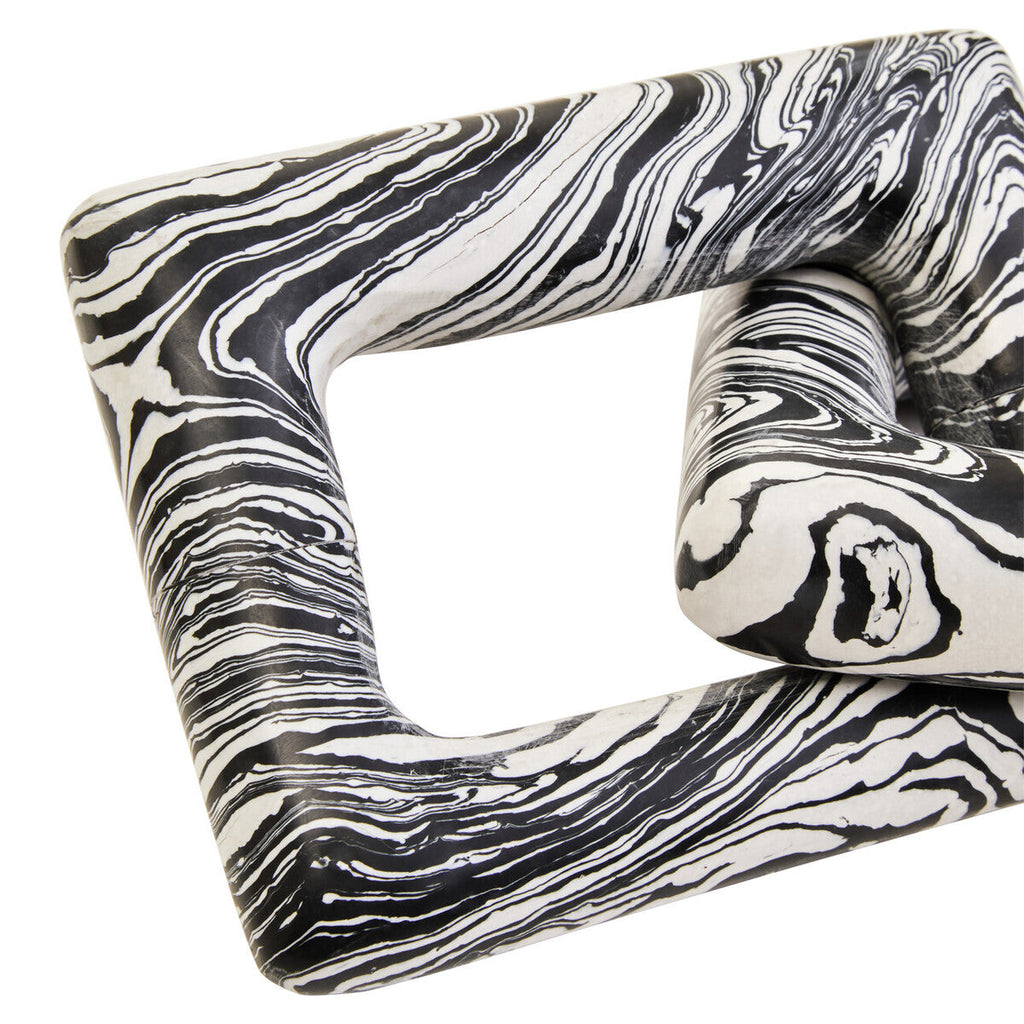 Orsina Helsa Black and White Marble Two Link Chain Decorative Sculpture