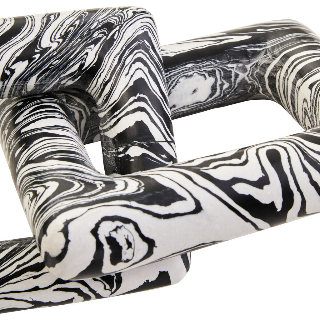 Orsina Helsa Black and White Marble Two Link Chain Decorative Sculpture
