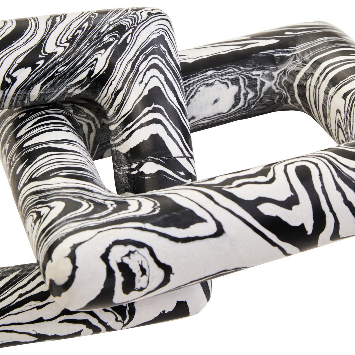 Orsina Helsa Black and White Marble Two Link Chain Decorative Sculpture