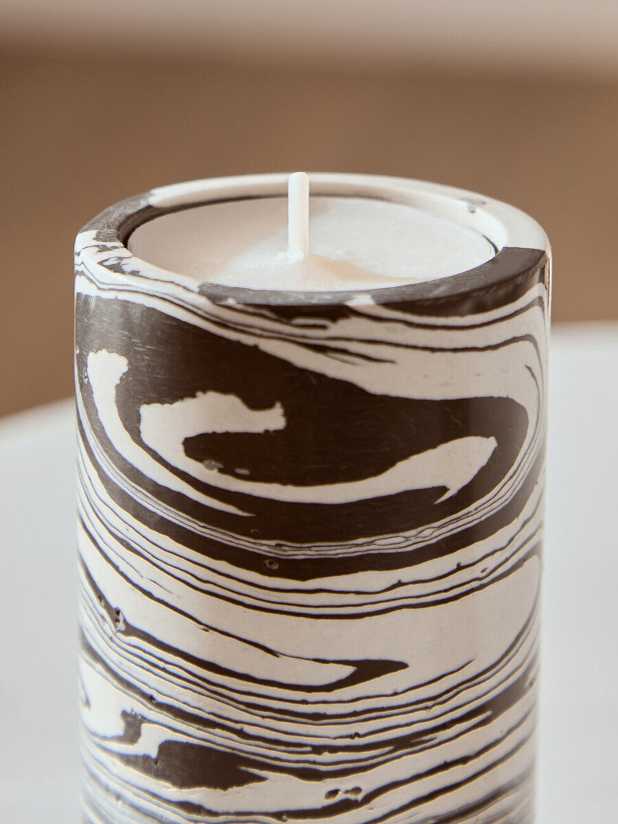 Orsina Helsa Black and White Marble Two-Way Taper and Tealight Holder