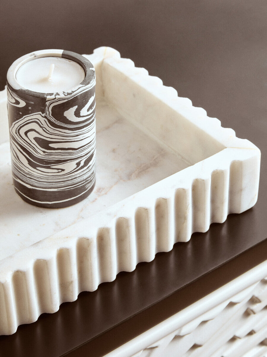 Orsina Helsa Black and White Marble Two-Way Taper and Tealight Holder