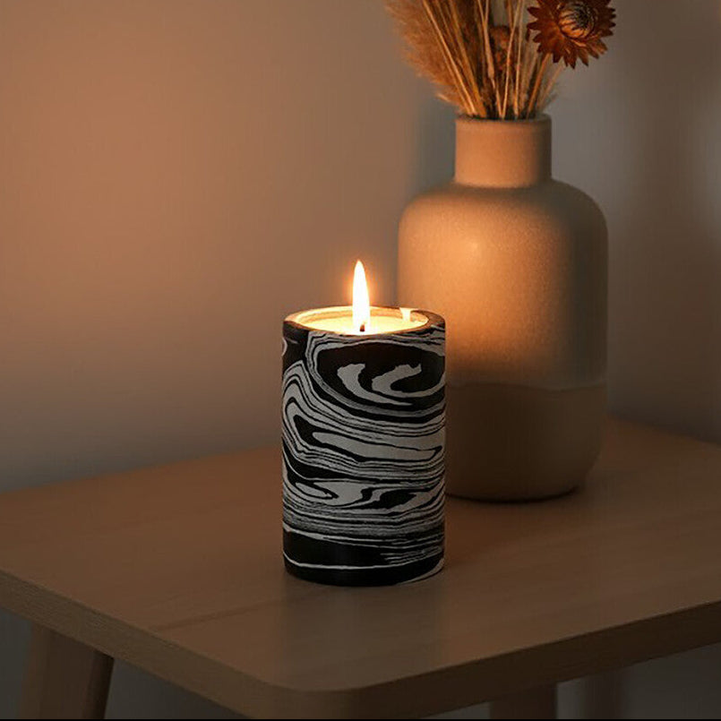 Orsina Helsa Black and White Marble Two-Way Taper and Tealight Holder