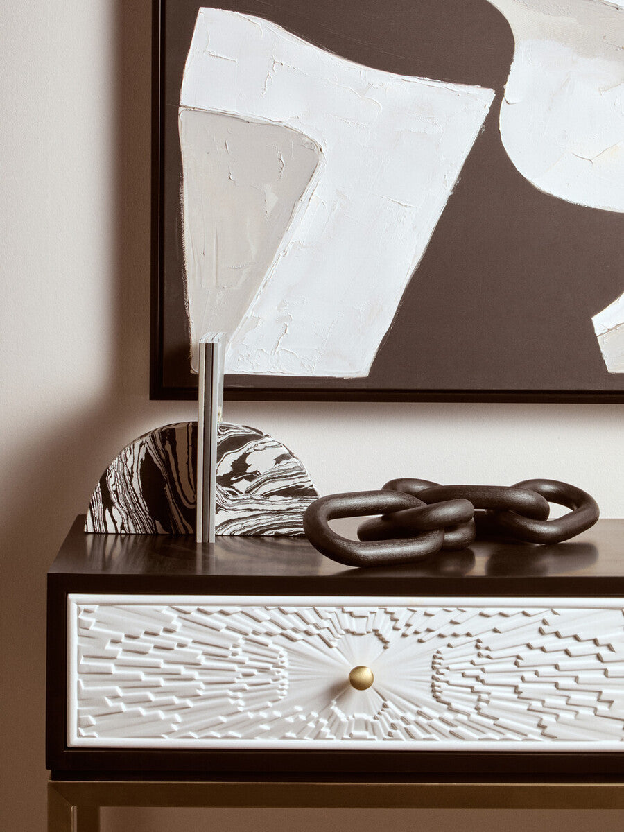 Orsina Helsa Marble Bookends | Black and White Semi-Arch Set of 2